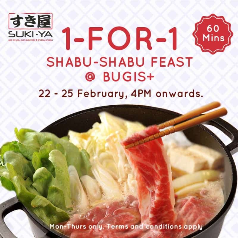 suki-ya 1-for-1 promo bugis+