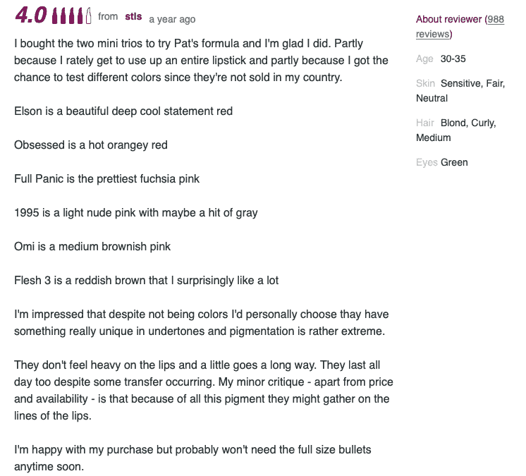 Review for Pat McGrath Mattetrance Lipstick