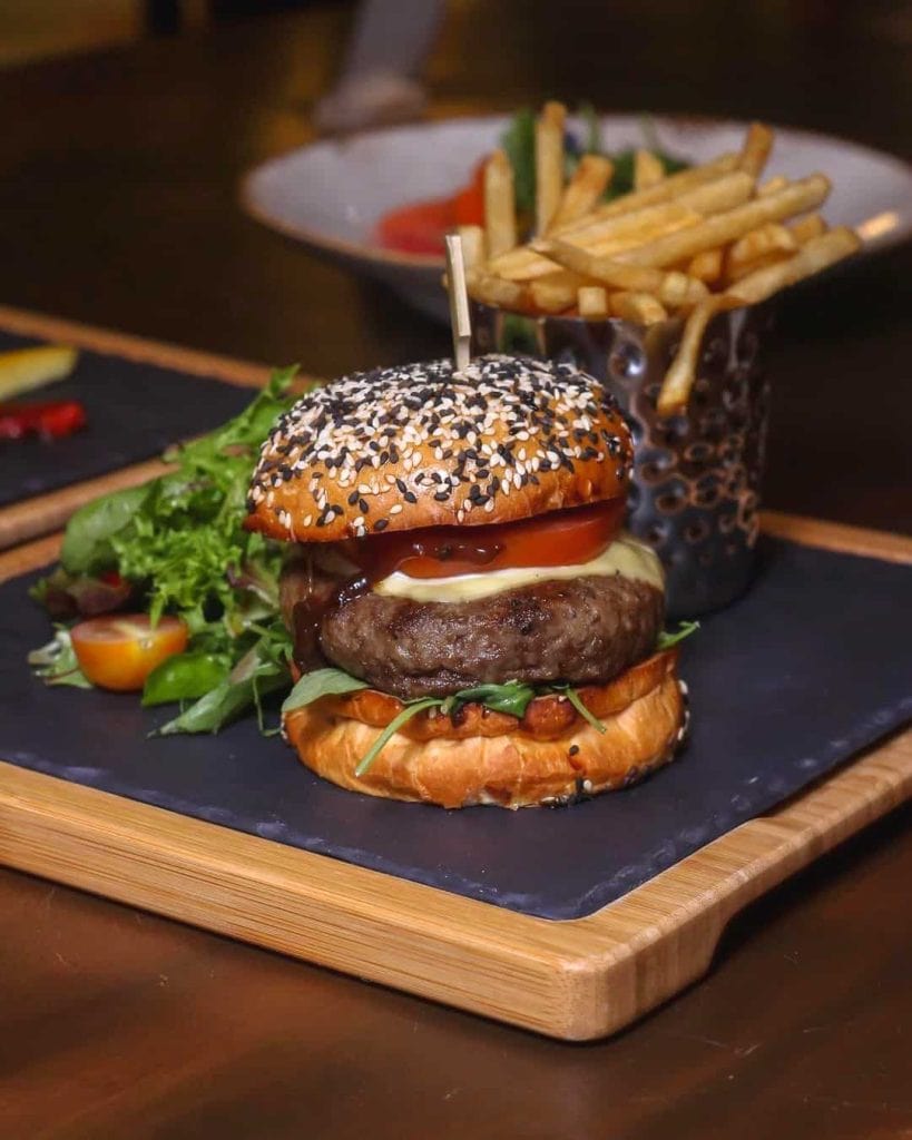 Canopy HortPark dog-friendly cafe dry aged beef burger