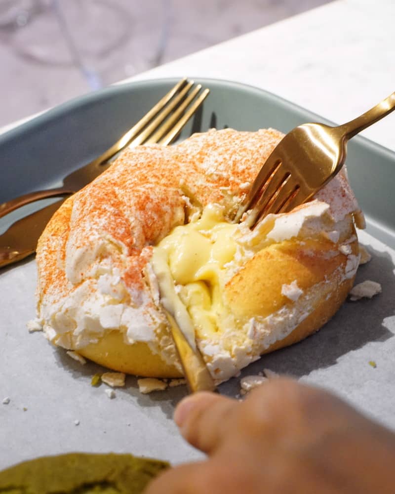 dough coffee review strawberry brioche