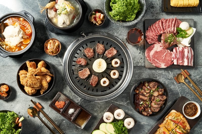 flatlay of korean bbq