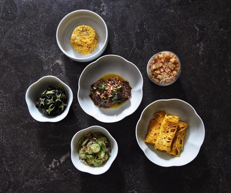 a flatlay of korean food