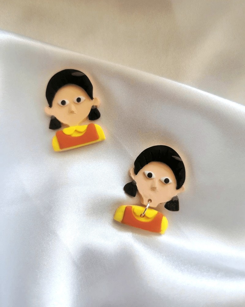 robot girl earrings