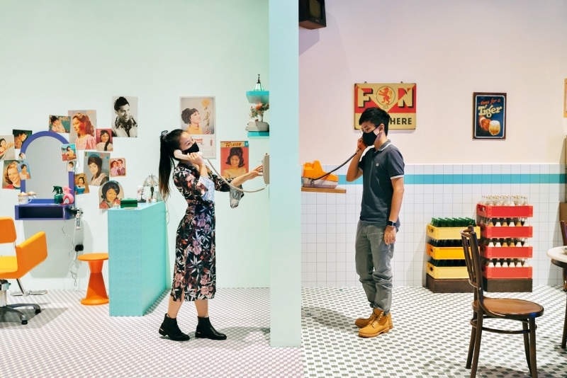 retro-themed exhibition