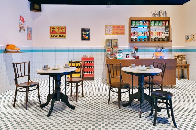 retro-themed exhibition