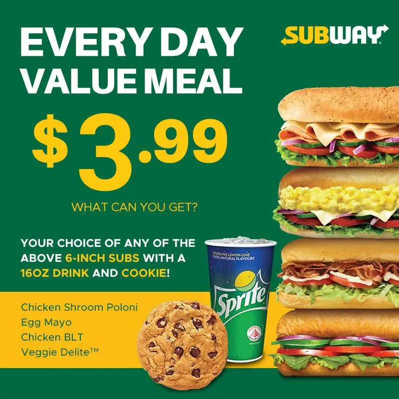 subway value combo meals